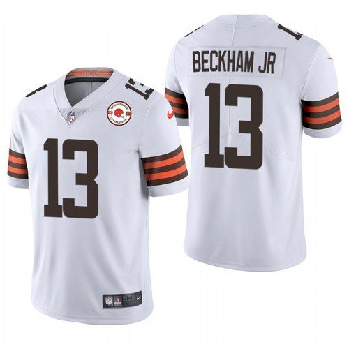 Men's Cleveland Browns #13 Odell Beckham Jr. 2021 White NFL 75th Anniversary Vapor Untouchable Limited Stitched Jersey Men's Cleveland Browns #13 Odell Beckham Jr. 2021 White NFL 75th Anniversary Vapor Untouchable Limited Stitched Jersey